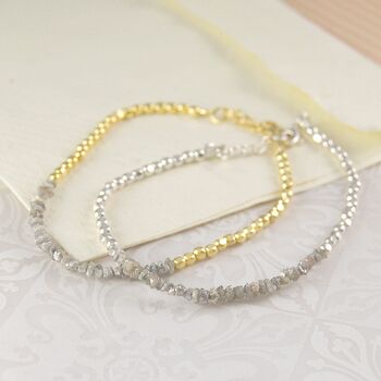 Rough Diamond Beaded Sterling Silver April Birthstone Bracelet, 4 of 8