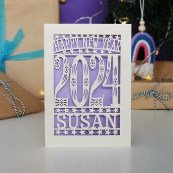 Personalised Papercut Happy New Year Card, 4 of 12