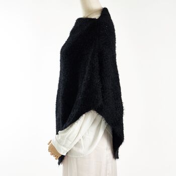 Black Knitted Super Soft Poncho, 4 of 8