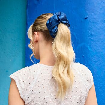 Silver Cloud Satin+ Oversized Scrunchie Santorini Navy, 3 of 5