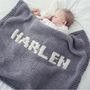Personalised Hand Knitted Luxury Baby Blanket, thumbnail 1 of 3
