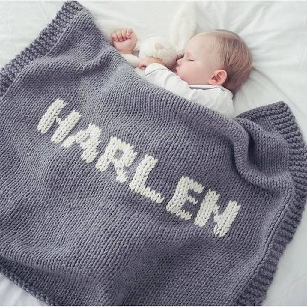 Personalised Hand Knitted Luxury Baby Blanket, 1 of 3