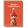 Cute Ginger Kitten Cat Wearing Knitted Hat Christmas Card, thumbnail 1 of 4