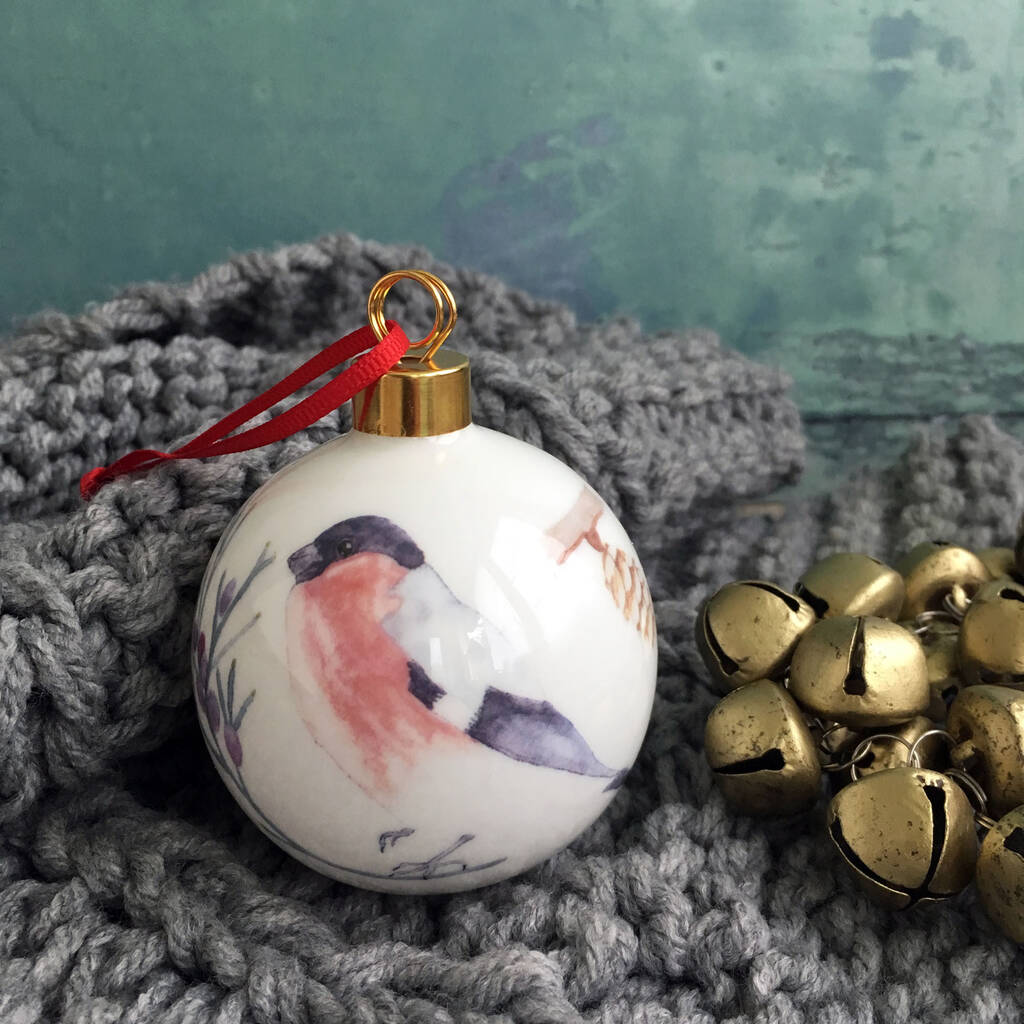 Bullfinch Bone China Christmas Bauble By Littlebirdydesigns ...