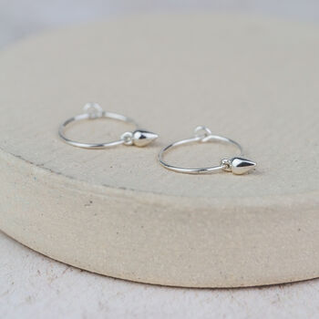 Sterling Silver Charm Hoops With Teardrops, 3 of 4