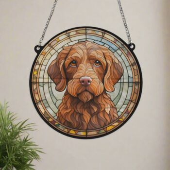 Vizsla Wirehaired Stained Glass Effect Suncatcher, 6 of 6