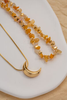 18ct Gold Plated Moon Pendant Necklace Set, 5 of 7