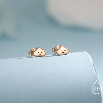 Tiny Cloud Stud Earrings In Sterling Silver, 6 of 12