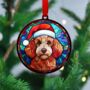 Poodle Red In Santa Hat Suncatcher Decoration, thumbnail 3 of 6