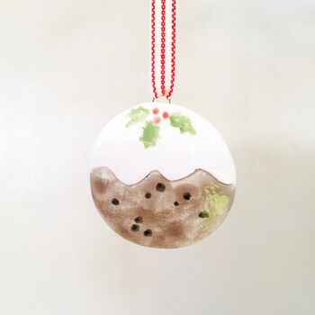 Ceramic Christmas Pudding Hanging Decoration, 4 of 4