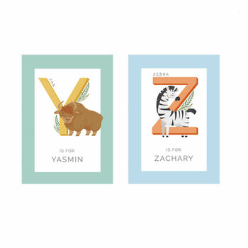 Personalised Alphabet Animal Nursery Print And Frame, 5 of 6