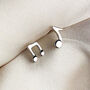 Sterling Silver Tiny Music Note Stud Earrings, thumbnail 1 of 5