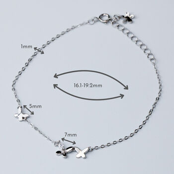 Sterling Silver Crystal Butterfly Charm Bracelet, 4 of 5