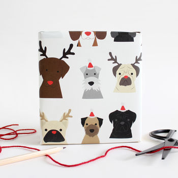 Christmas Dogs, Antler And Santa Hats Wrapping Paper, 4 of 4
