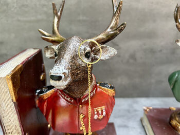 Set Of Elegant Suited Deer Bookends Novelty Décor Gift, 9 of 12