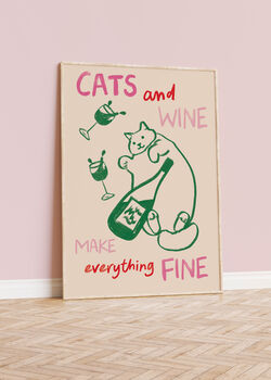 Cats And Wine Kitchen Print, 4 of 4