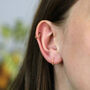 Mini Yellow Gold Plated Huggie Hoop Sleeper Earrings, thumbnail 5 of 8