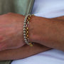 Mixed Metal Rolo Chain Bracelet In 18 K Gold And Rhodium Plated Sterling Silver, thumbnail 7 of 7