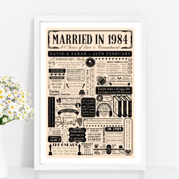 Personalised 40th Ruby Wedding Anniversary Poster, 2 of 9