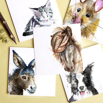 Pack Of Five Pet Themed Blank Greeting Cards, 8 of 9
