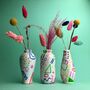 Set Of Three Abstract Hand Painted Stem Vases, thumbnail 1 of 4
