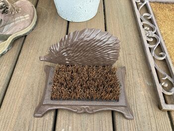 Cast Iron Hedgehog Boot Brush And Scraper Welly Cleaner, 7 of 8