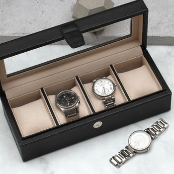 Personalised Luxury Italian Leather Watch Box, 2 of 3