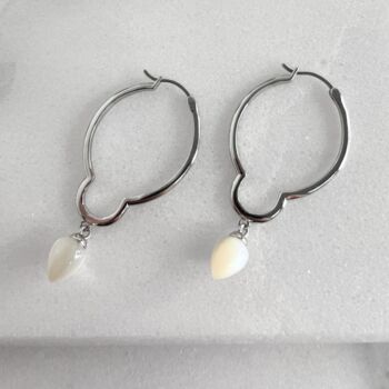 925 Sterling Silver Mother Of Pearl Large Hoops, 2 of 3