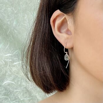 Crushed Rough Diamond April Birthstone Silver Earrings, 3 of 7