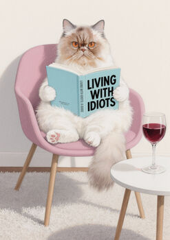 Your Own Cat Reading Book Wall Art Print | Customise Colours And Book Title, 6 of 7