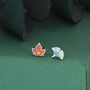 Sterling Silver Maple Leaf And Ginkgo Leaf Stud Earrings, thumbnail 5 of 11
