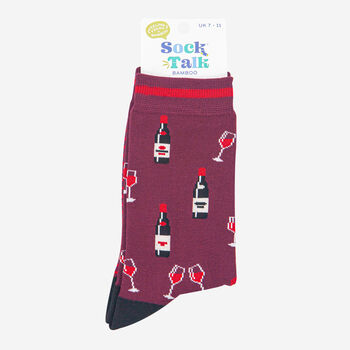 Men's Red Wine Bamboo Socks, 3 of 4