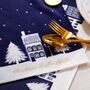 Christmas Table Place Mats Blue Village Four Pack, thumbnail 1 of 4