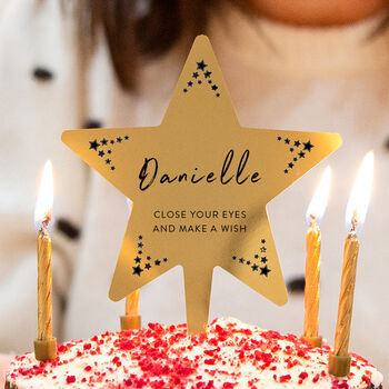 Personalised 'Make A Wish' Name Star Cake Topper, 2 of 7