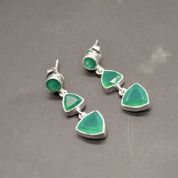 Green Onyx Multi Shape Stone Sterling Silver Earrings, 7 of 10