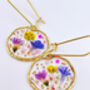 Pressed Flowers Circle Drop Earrings Small Hand Made, thumbnail 4 of 12