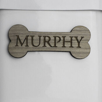 Personalised Dog Treat Tin Engraved Walnut Name Plate, 4 of 4