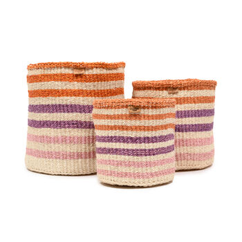 Safiri: Orange And Pink Stripe Woven Storage Basket, 9 of 9