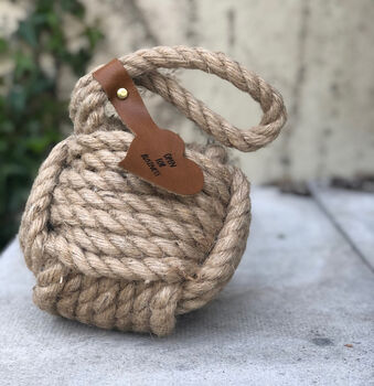 Rope Doorstop With Personalised Leather Tab, 2 of 4