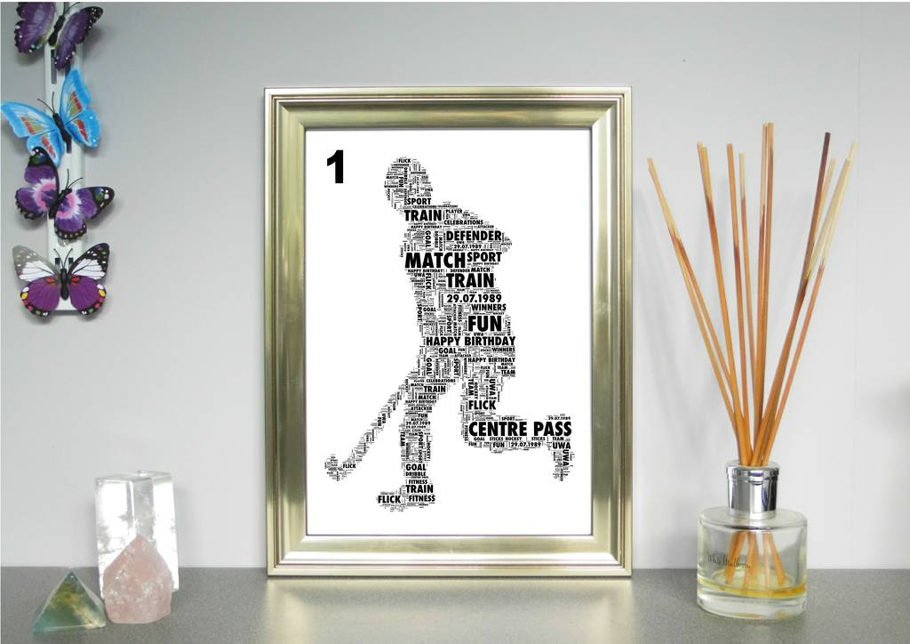 Hockey Player Personalised Sports Word Art Print, 1 of 4