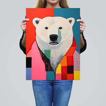 Precious Polar Bear Fun Bright Colourful Wall Art Print, 2 of 6