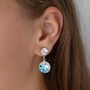 Aqua Blue Swarovski Crystal Snow Drop Earrings, thumbnail 4 of 6