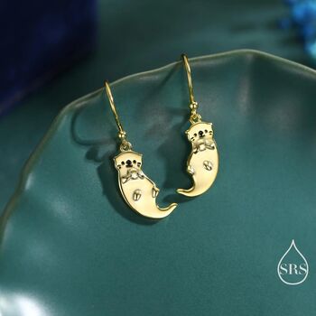 Sterling Silver Otter Drop Earrings, 6 of 10