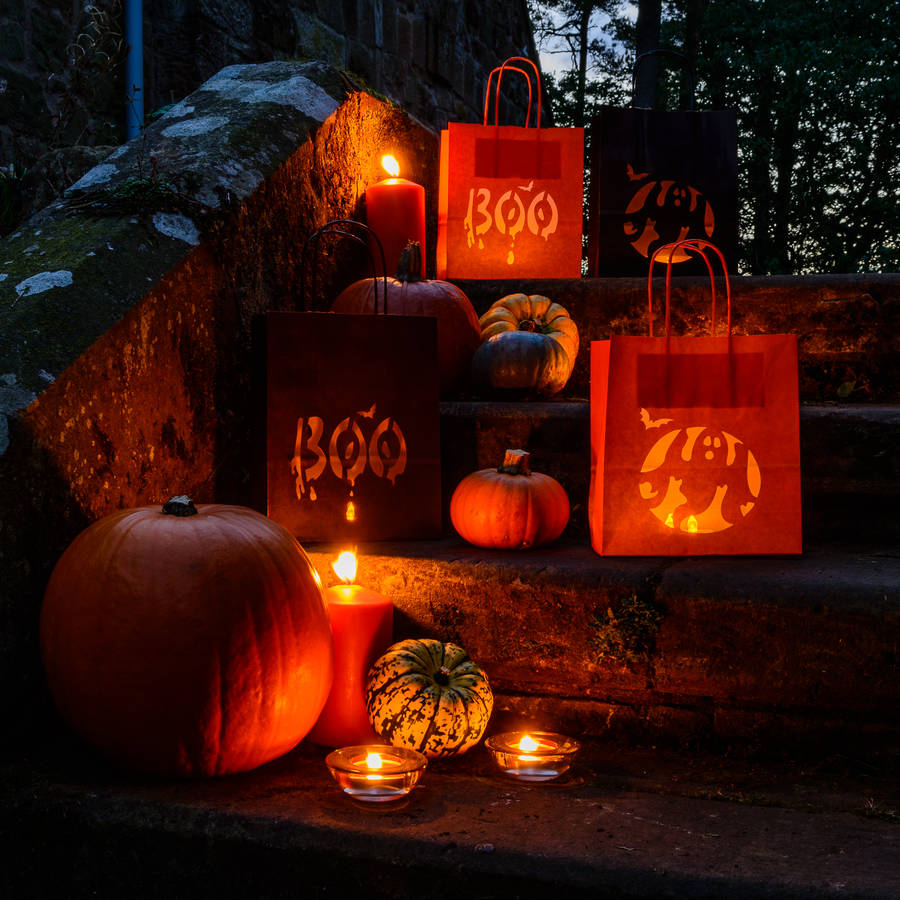 Halloween Paper Lantern Bags, Ghost Party Decoration By Baloolah