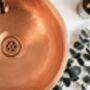 Engraved Matte Copper Vessel Sink With Drain Cap, 400 Mm Diameter, thumbnail 7 of 8