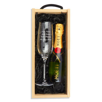 Mini Moet Champagne And Engraved Single Flute, 6 of 6