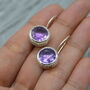 Amethyst Earrings: Sterling Silver, February Birthstone, thumbnail 5 of 5