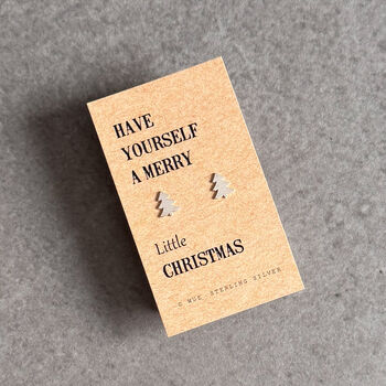 Merry Christmas Sterling Silver Tree Earrings, 9 of 11