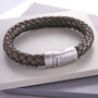 Men's Personalised Leather And Steel Clasp Bracelet, thumbnail 2 of 5