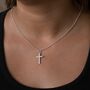 Sterling Silver Crystal Cross Necklace, thumbnail 1 of 6